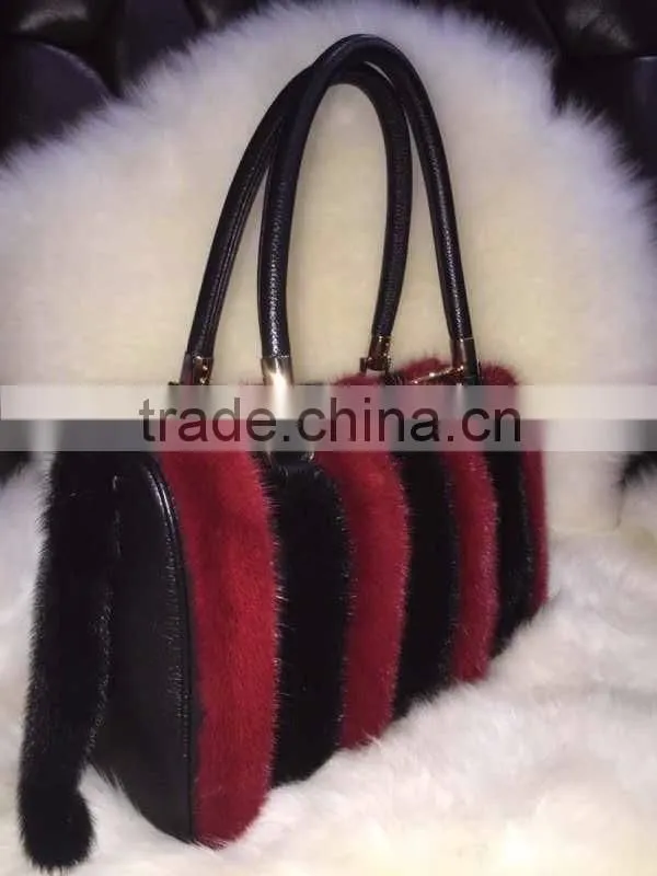 Wholesale price lady mink fur hand bag, fashion lady bag, ladies shoulder bags