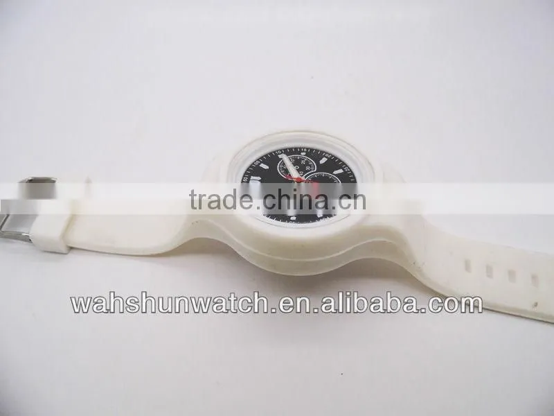 factory custom logo fashion quartz branded silicone wrist white watch with black dial