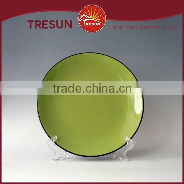 two tone color glazed plates, cheap ceramic plate wholesale