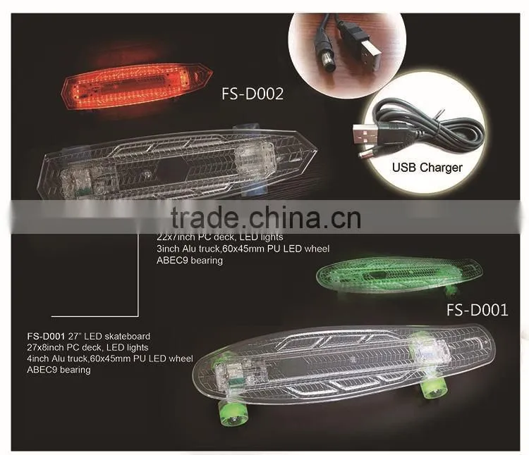 Fasy professional LED skateboard with PP material