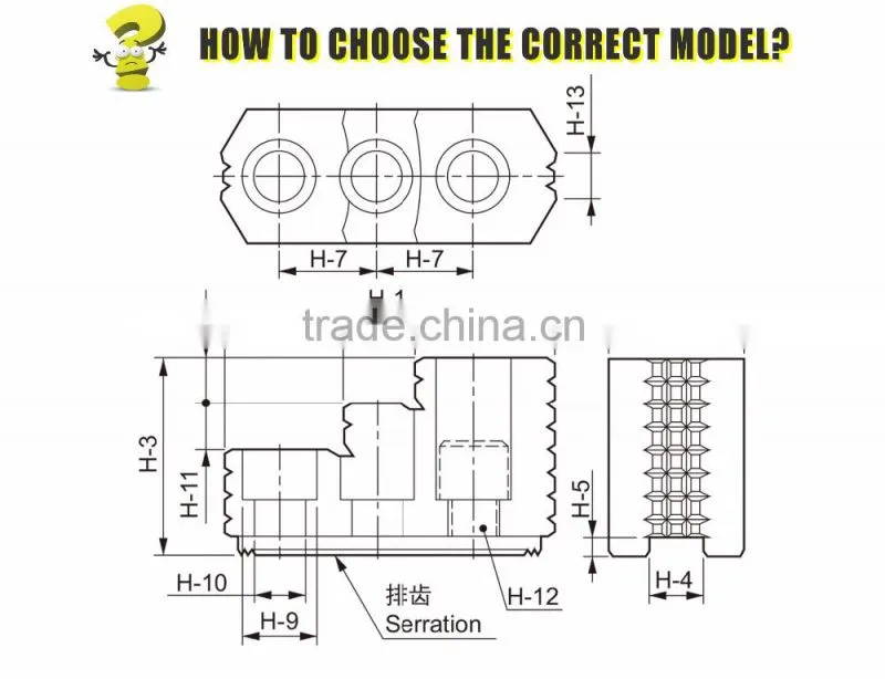 Standard hard top jaw for Centerless gringing machine