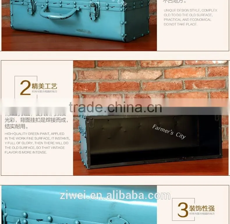 Antique Vintage Classic Metal Suitcase Decoration For House Room Cafe,Restraunt,Bar
