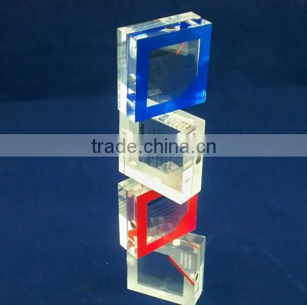 transparent magnet perspex cube,acrylic block sign holderfor picture