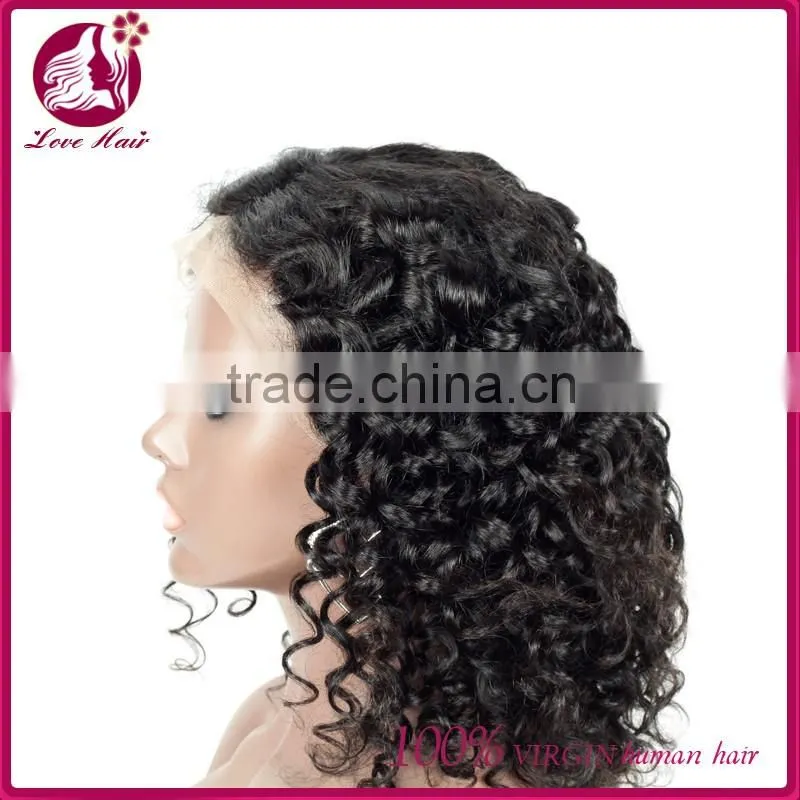 High quanlity lace wig human hair virgin mongolian lace fabric wholesale human jerry curl hair wigs for black women