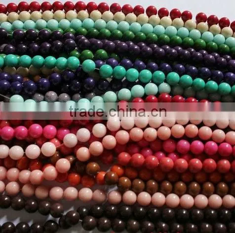 Different natural round smooth dyed jade stone beads for sale