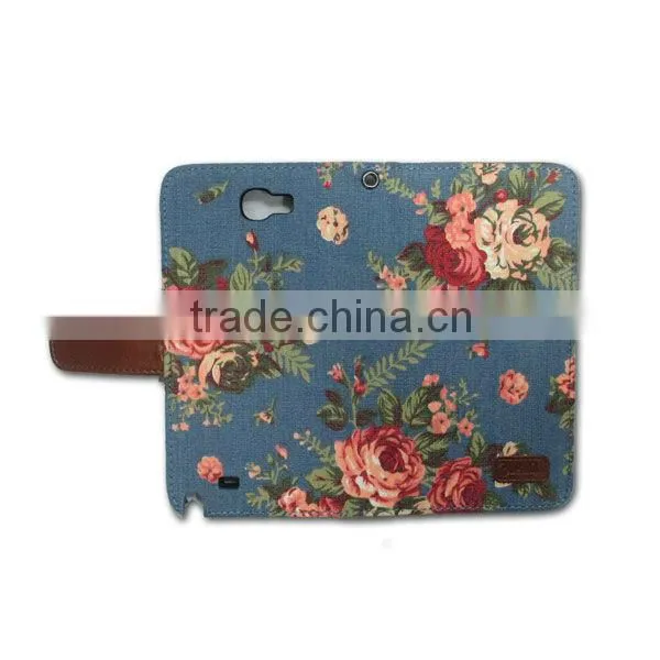 Korea style flower denim leather case for Pantech SKY VEGA IM-A770K with card slot