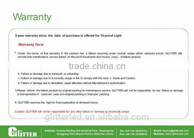 2015 high quality IP65 fixture LED tri proof light fixture 110lm/w