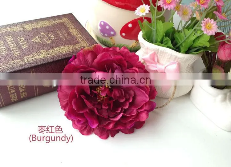 Silk Fabric Artificial Peony Flower Silk Flower Head