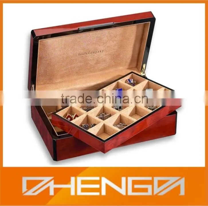High quality customized made-in-china red big gift cufflink box with tray (ZDS-SE067)