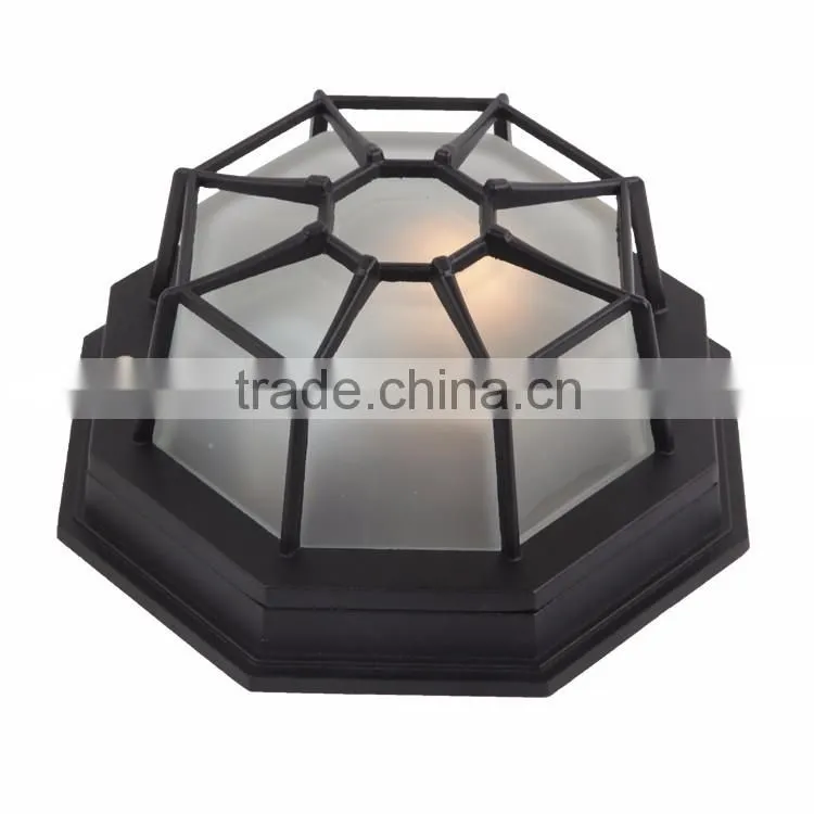 Black metal cubic vintage ceiling light simple style ceiling lamp with glass lampshade