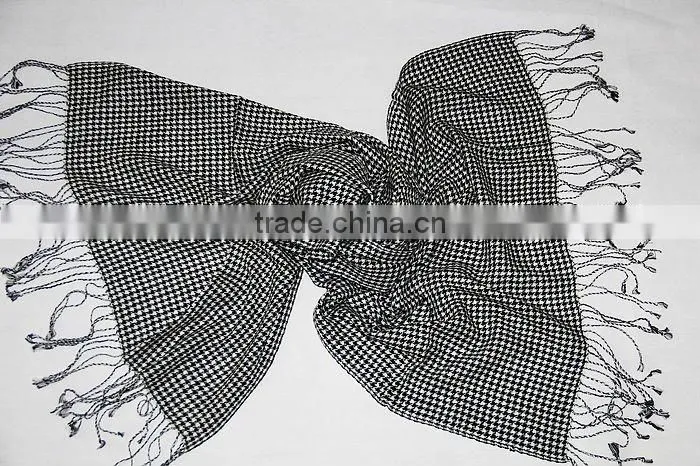 Rectangle grid men knitting wool shawl scarf