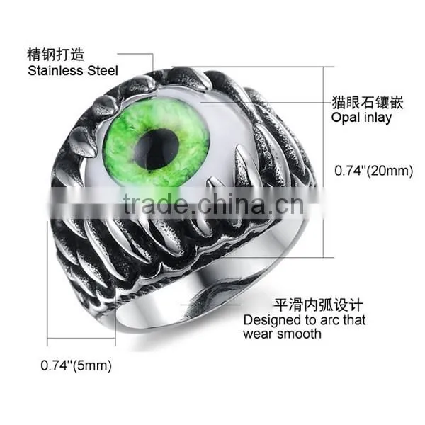 Exaggerated Personality Eye Titanium Steel Rings