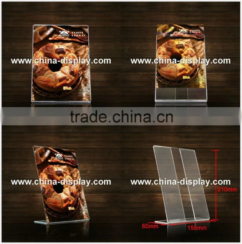 L / Tshape acrylic sign holder a5 size acrylic menu holder