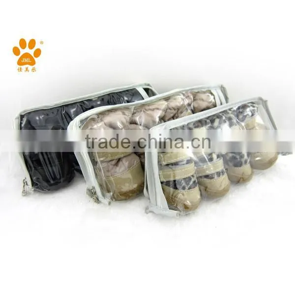 JML good quality custom fleece protective rubber winter pet dog shoes with warm fur durable snow boots