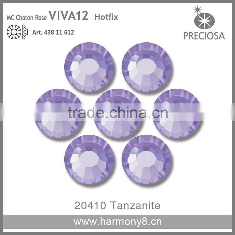 PRECIOSA Flat Back Hot Fix Rhinestones, Tanzanite MC Chaton Rose VIVA12