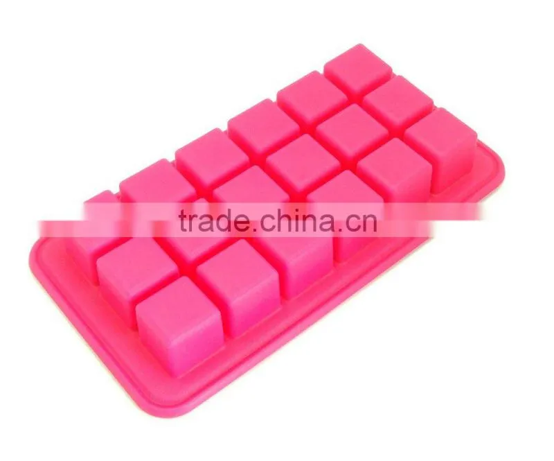 Silicone Ice Cube Tray Hot Pink, 18 Perfect Square Ice Tray, Superior Mold With Flexible Easy Release Silicone Square Ice Tray