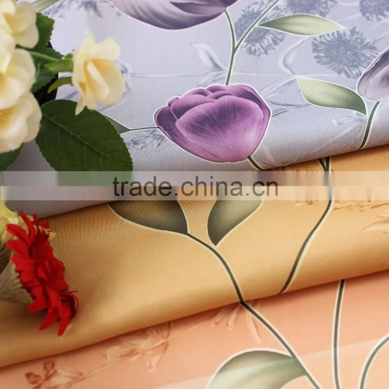 zhejiang blackout curtain with printing flower ,yiwu market fabric