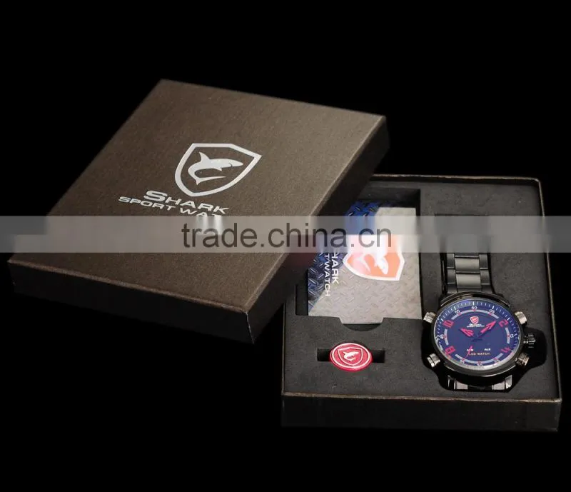 SHARK Sport Men Multiple Function Japan Movement Large Dial LED Display Digital Wrist Watches