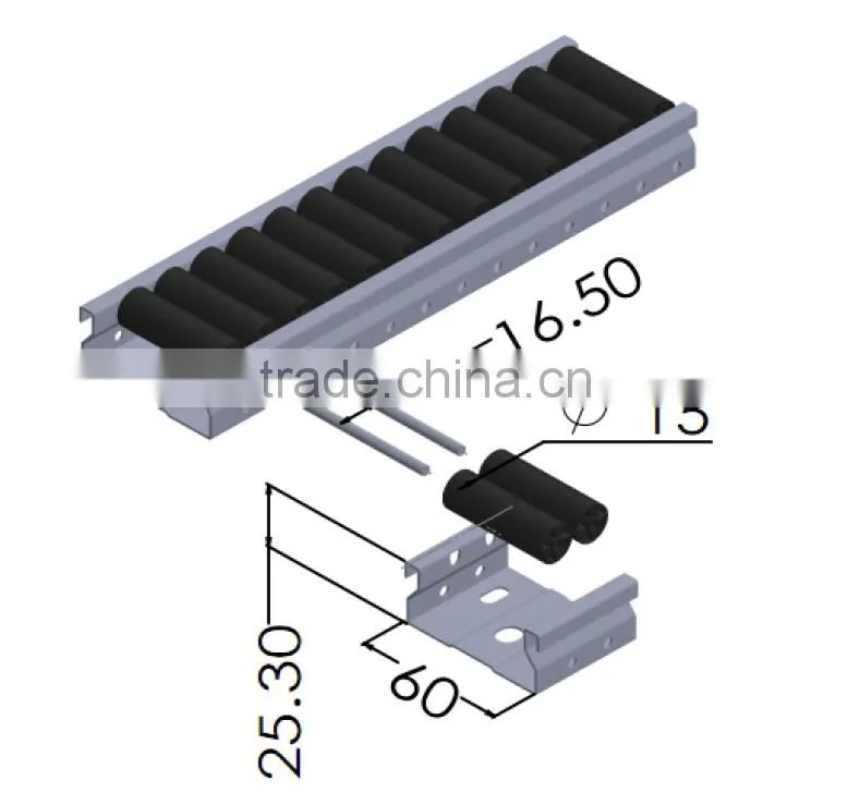 JY-2046D|Black ESD plastic wheel roller track|Small conveyor belt roller track