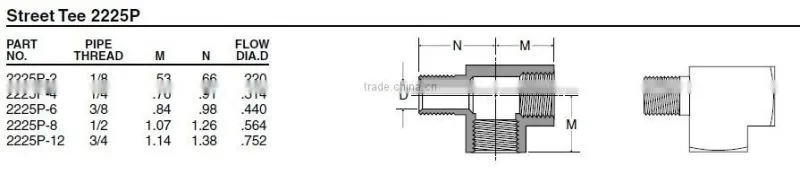 PF2225 Street Tee, Brass Pipe Fitting, Auto parts