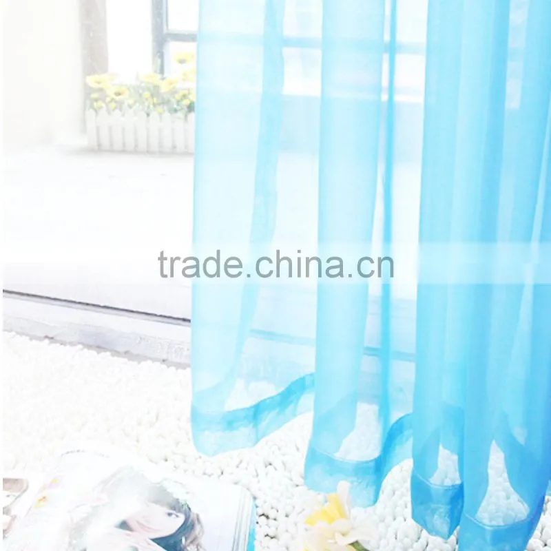 Fully Stitched cheap Curtain Solid Sheer Voile Window Panel Drapes Sky Blue curtains and drapes