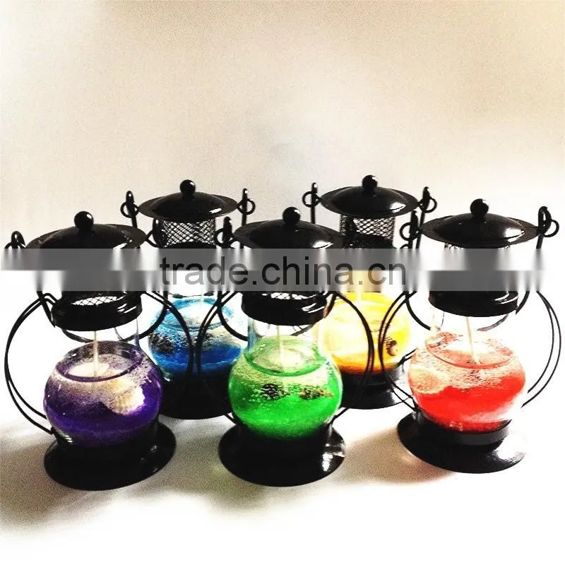 Wholesale High Quality and Aladdin Lamp Design as Wedding Decoration's Metal Lantern with Jelly Candle