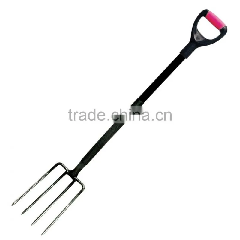 4 prongs spring garden digging fork with fiberglass handle