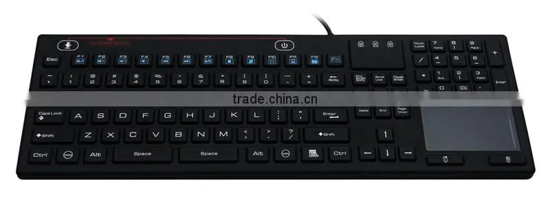 Industrial Silicone Keyboard 106 keys and 12 functional keys with Touchpad waterproof IP68