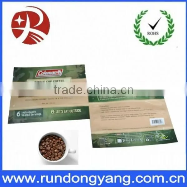 New style printed plastic coffee bag with zipper /bottom gusset bag