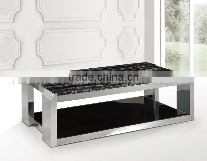 Modern silver mirror tv stand with 20mm marble top