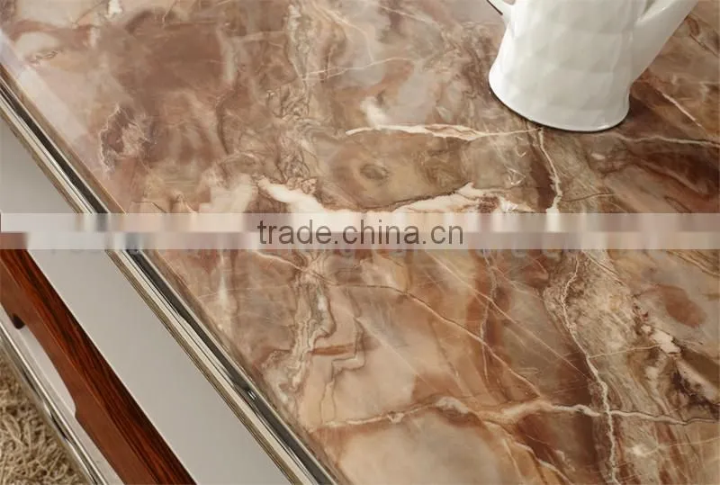 Fashion wooden led tv stand furniture with showcase marble top