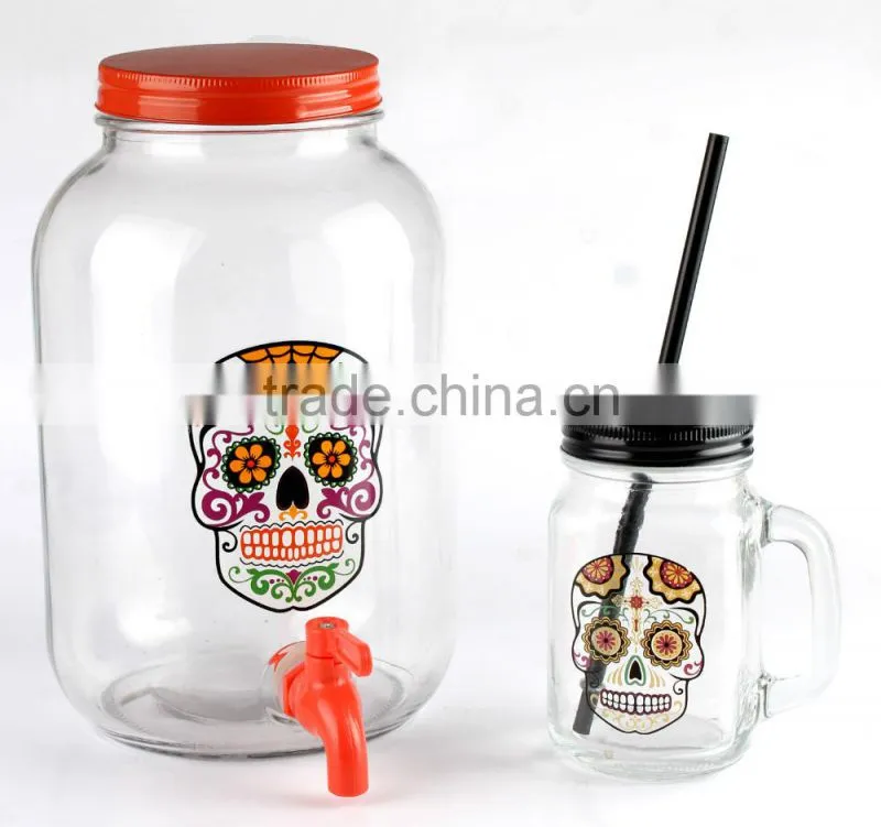 Skull style glass dispenser,5L dispenser