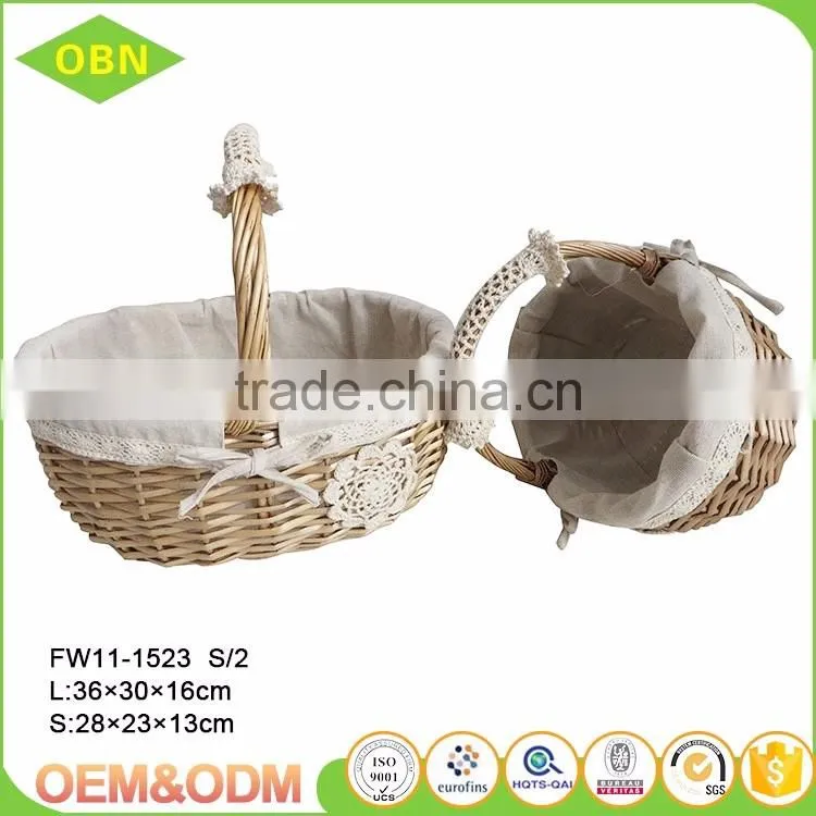 Wholesale Cheap Handmade Willow Woven Wicker Fruits Basket with Handle