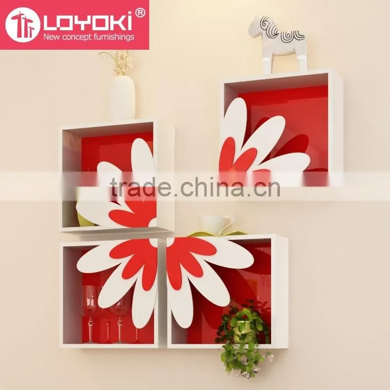 eco-friendly furniture Laminate Floating U Shelves Set of 3 Pieces wood wall display mount shelf for home decoration