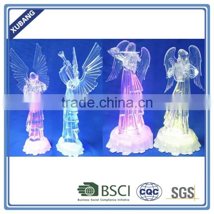 Acrylic Promotional fashionable angels with colorful LED light and 6 timer
