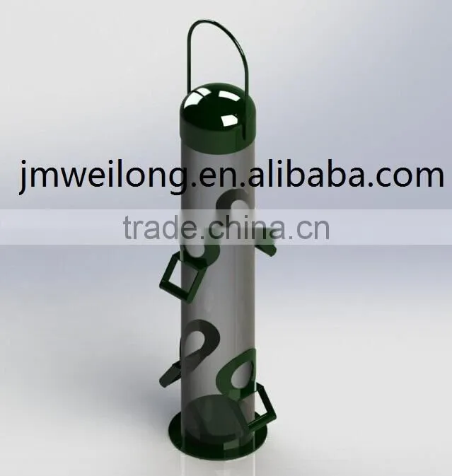 2015 newest Triple metal roof PC tube seed,peanut,fat ball bird feeder/seed feeder/Multi function metal tray bird feeders