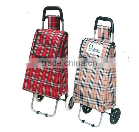 Portable 600D Fabric shopping trolley with Customized logo