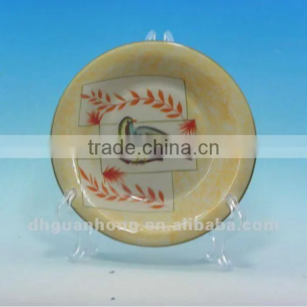 USA round colorful ceramic plate for dessert porcelain plate