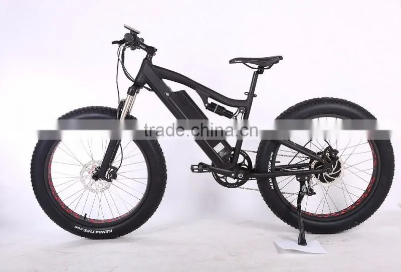 New arrival 26 inch 48V full suspension fat tire electric mountain bike with hidden battery