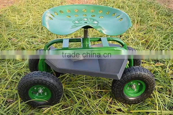 QINGDAO WANTAI Rolling Garden Tractor Scoot Work Seat On Wheels With Bucket Basket TC1852