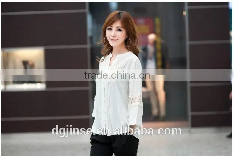 2015 Plus size women clothing ladies slim 6XL floral lace blouse palace Three Quarter sleeve cardigan shirt
