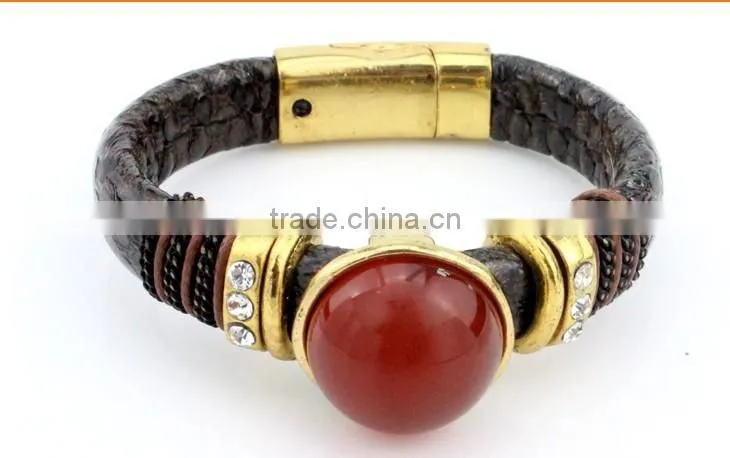 Mens snake leather bracelets,PU leather bracelets,custom logo magnetic bracelet