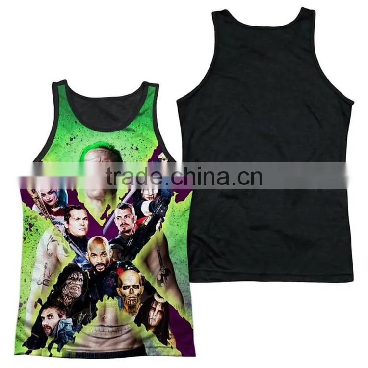 Wholesale 3d design mens fitness 100 polyester all over sublimation tank top