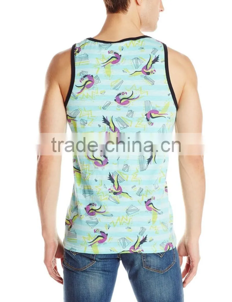 mens hot sale full printing gym wear singlet tank top MP6989 sportswear supplier