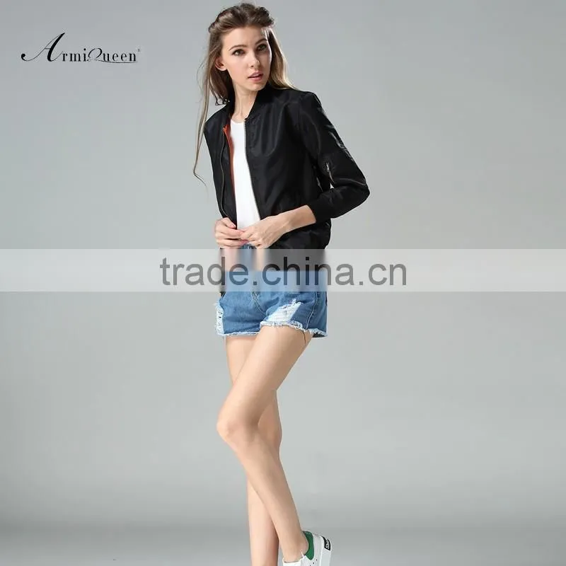 2017 Spring Black Bombers Woman Wears Wholesale Waterproof Fashion Quilted Bombers