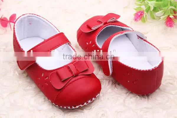 PU Leather Princess Bow Girls Kids Newborn Baby Flat First Walkers Shoes