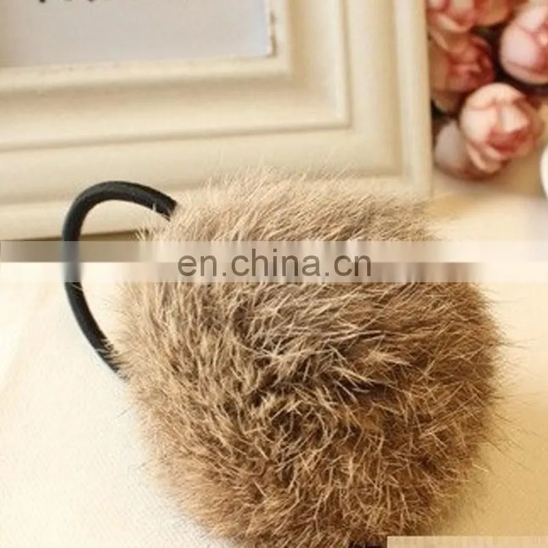 8cm real rabbit fur ball/bobble girl hairband for fashion decoration accessory