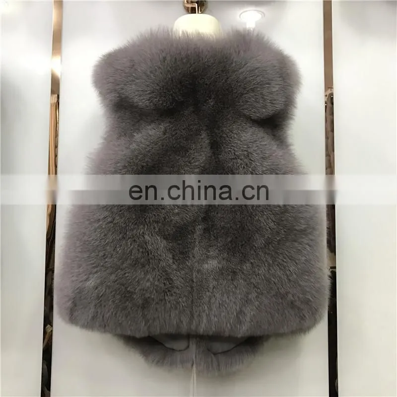 2017 New Jiaxing Winter Warm Fsahion Long Women Fox Fur Vest Real Fox Fur Coat