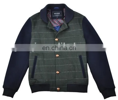 fashion plain woolen classic varsity jacket men