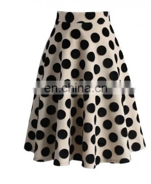 Polka Dots Velvet A-line Midi Skirt